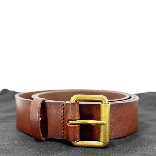 YVES SAINT LAURENT Cassandre Leather Thin Belt Brown Size 90