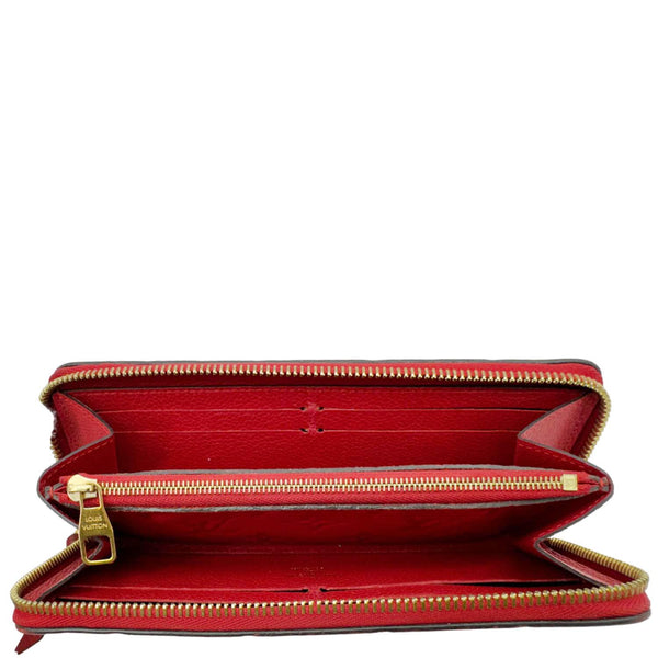 LOUIS VUITTON Clemence Monogram Empreinte Leather Wallet Red