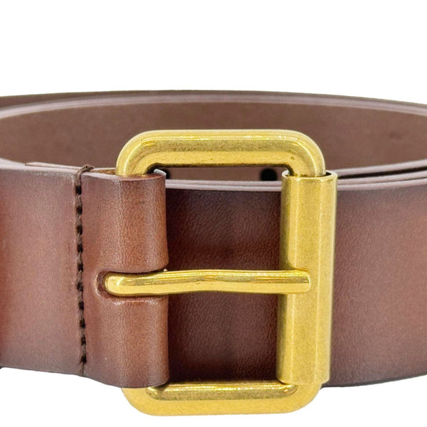 YVES SAINT LAURENT Cassandre Leather Thin Belt Brown Size 90