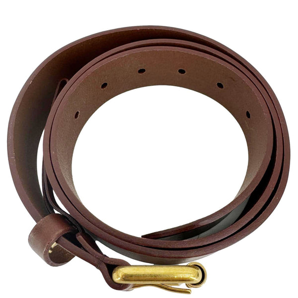 YVES SAINT LAURENT Cassandre Leather Thin Belt Brown Size 90