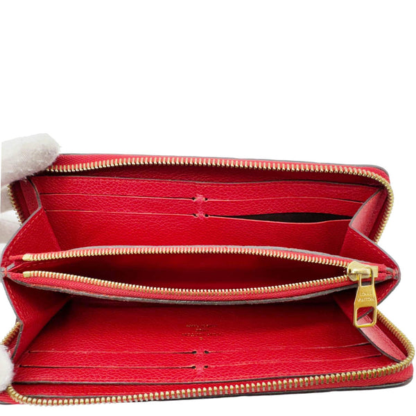 LOUIS VUITTON Clemence Monogram Empreinte Leather Wallet Red