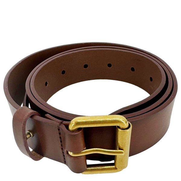 YVES SAINT LAURENT Cassandre Leather Thin Belt Brown Size 90