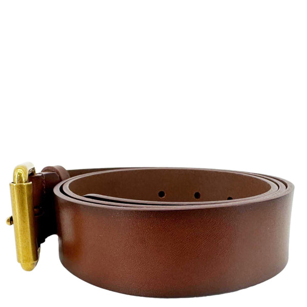 YVES SAINT LAURENT Cassandre Leather Thin Belt Brown Size 90