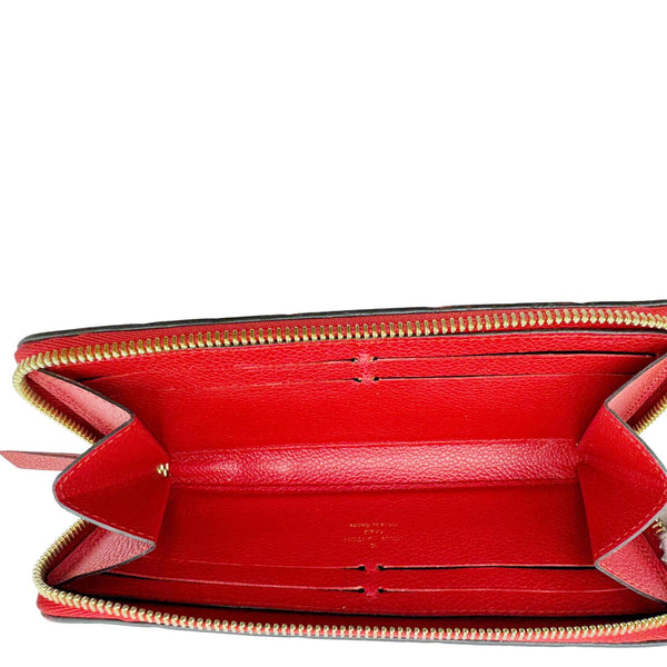 LOUIS VUITTON Clemence Monogram Empreinte Leather Wallet Red