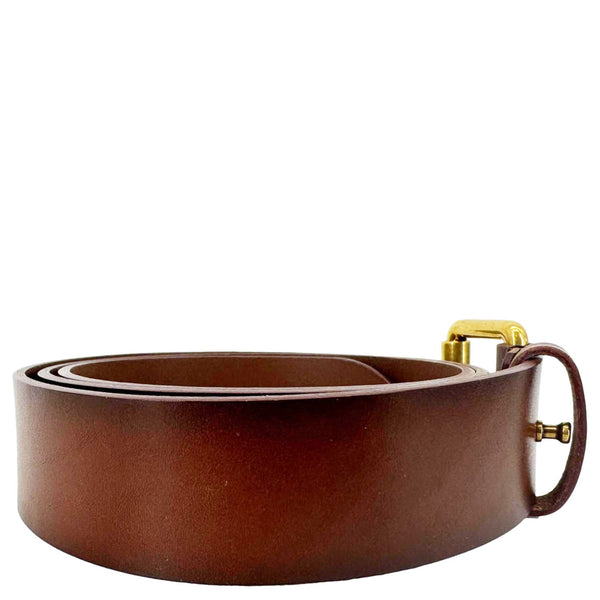 YVES SAINT LAURENT Cassandre Leather Thin Belt Brown Size 90