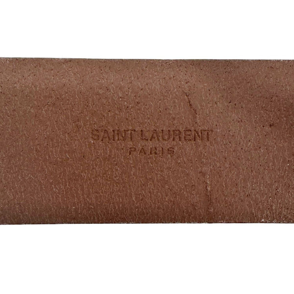 YVES SAINT LAURENT Cassandre Leather Thin Belt Brown Size 90