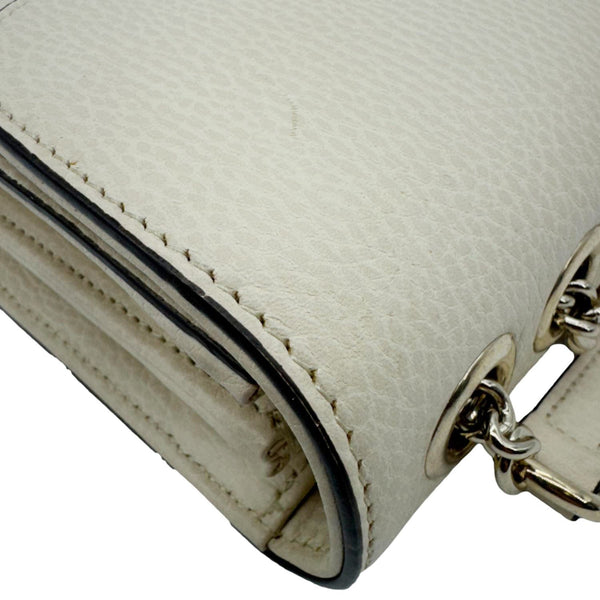 GUCCI Interlocking G Dollar Calfskin Top Handle Crossbody Bag Off White 510303