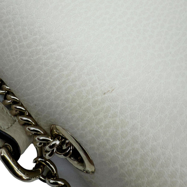 GUCCI Interlocking G Dollar Calfskin Top Handle Crossbody Bag Off White 510303