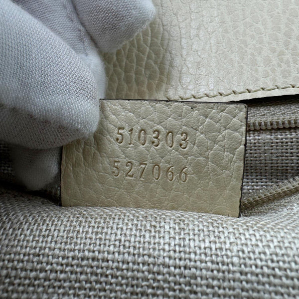 GUCCI Interlocking G Dollar Calfskin Top Handle Crossbody Bag Off White 510303