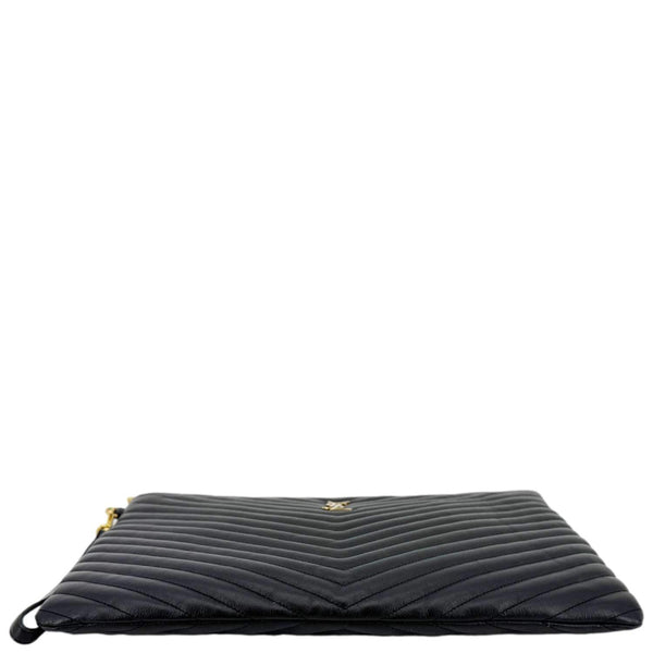 YVES SAINT LAURENT Chevron Leather Document Holder Black
