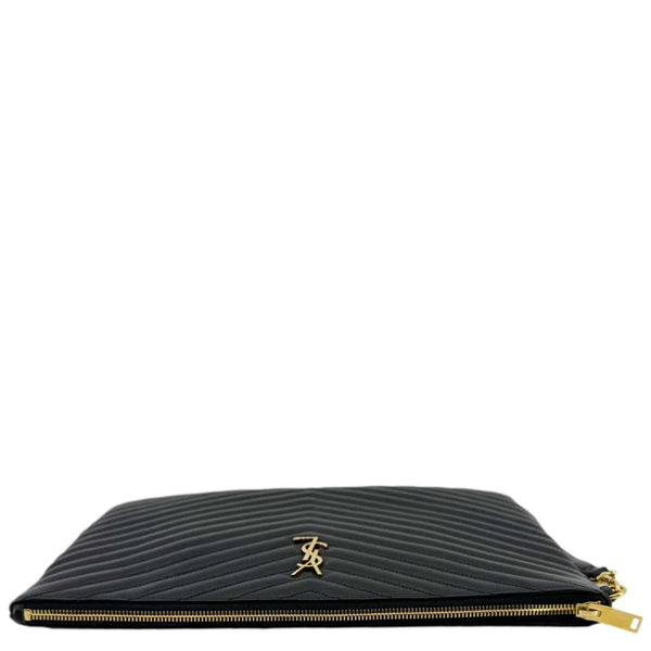 YVES SAINT LAURENT Chevron Leather Document Holder Black