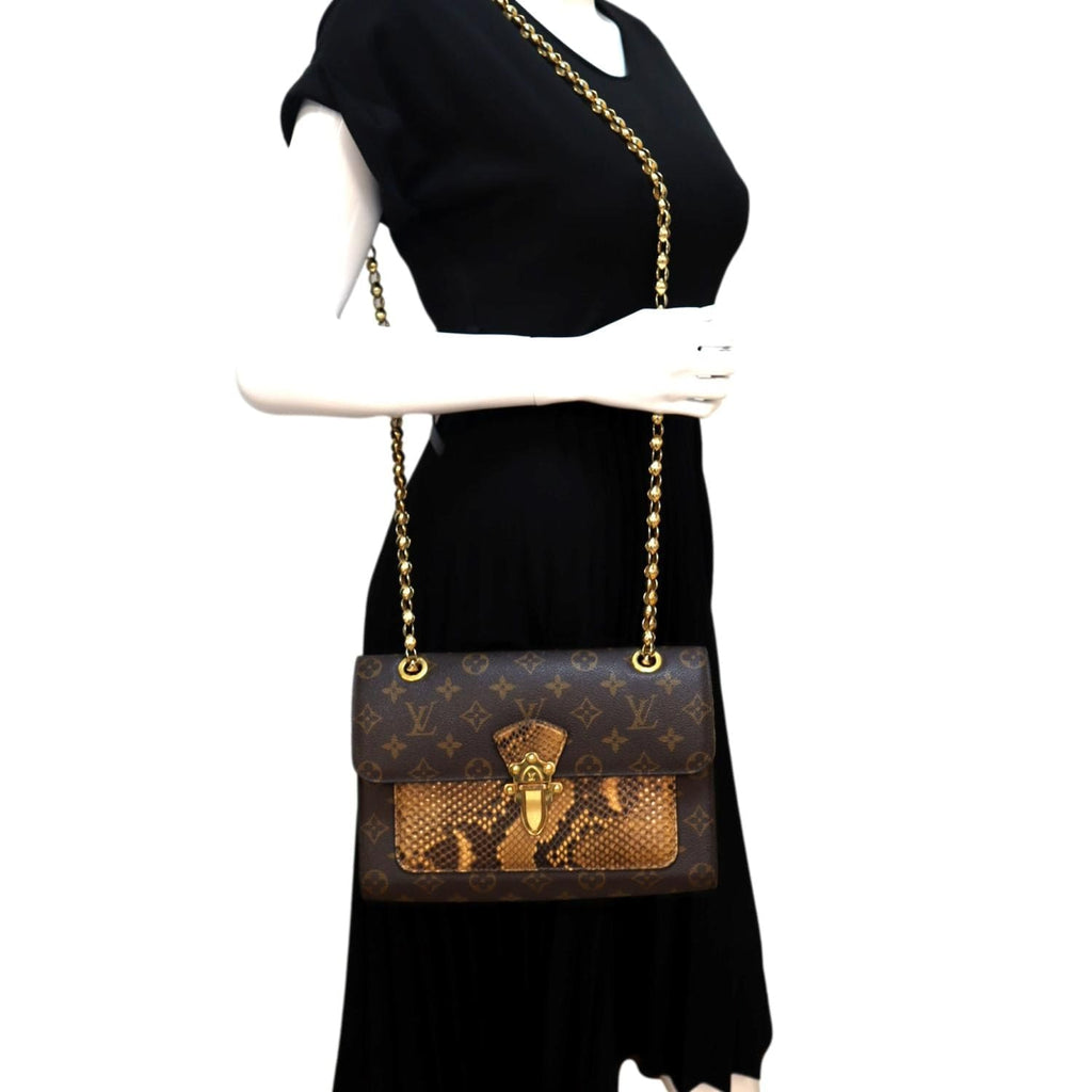 Louis Vuitton, Bags, Louis Vuitton Victoire Handbag Monogram Canvas And  Python Brown
