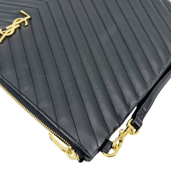 YVES SAINT LAURENT Chevron Leather Document Holder Black