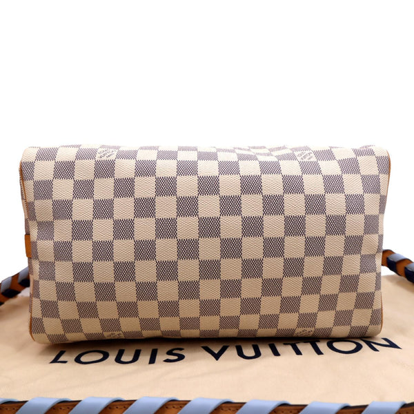 LOUIS VUITTON Braided Speedy 30 Damier Azur Satchel Bag White