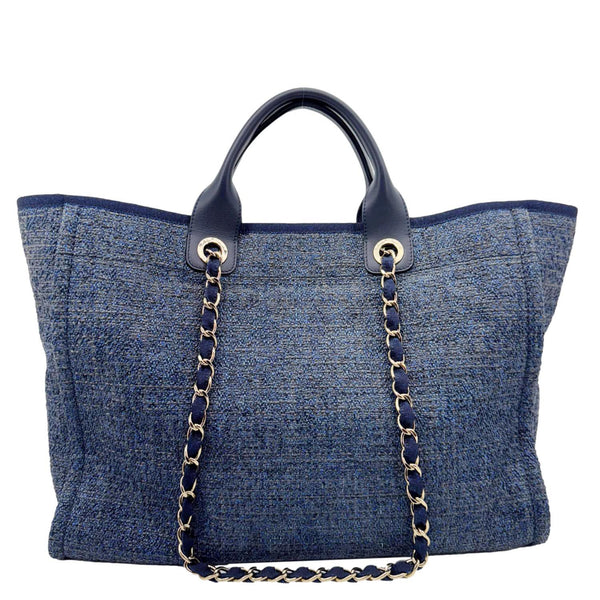 CHANEL Deauville Tweed Shopping Tote Bag Blue