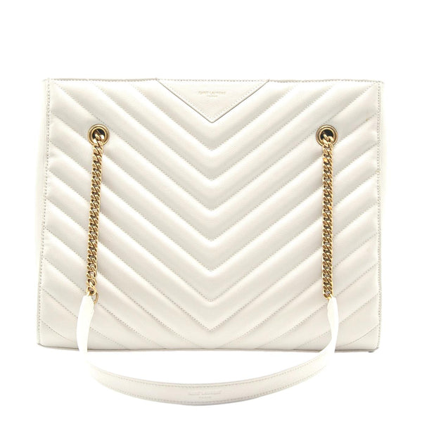 YVES SAINT LAURENT Tribeca Medium Grain De Poudre Leather Shoulder Bag White