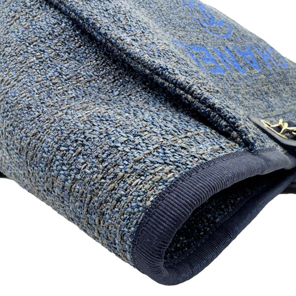 CHANEL Deauville Tweed Shopping Tote Bag Blue