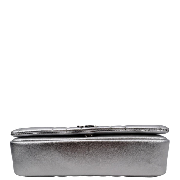 BURBERRY Lola Small Quilted Metallic Leather Shoulder Bag Silver