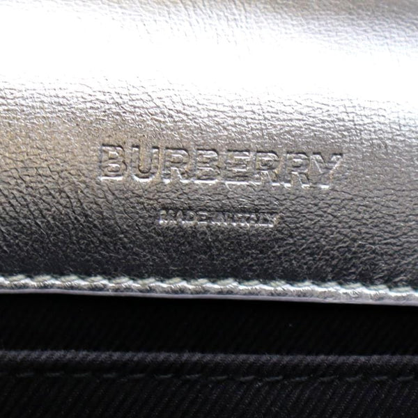 BURBERRY Lola Small Quilted Metallic Leather Shoulder Bag Silver
