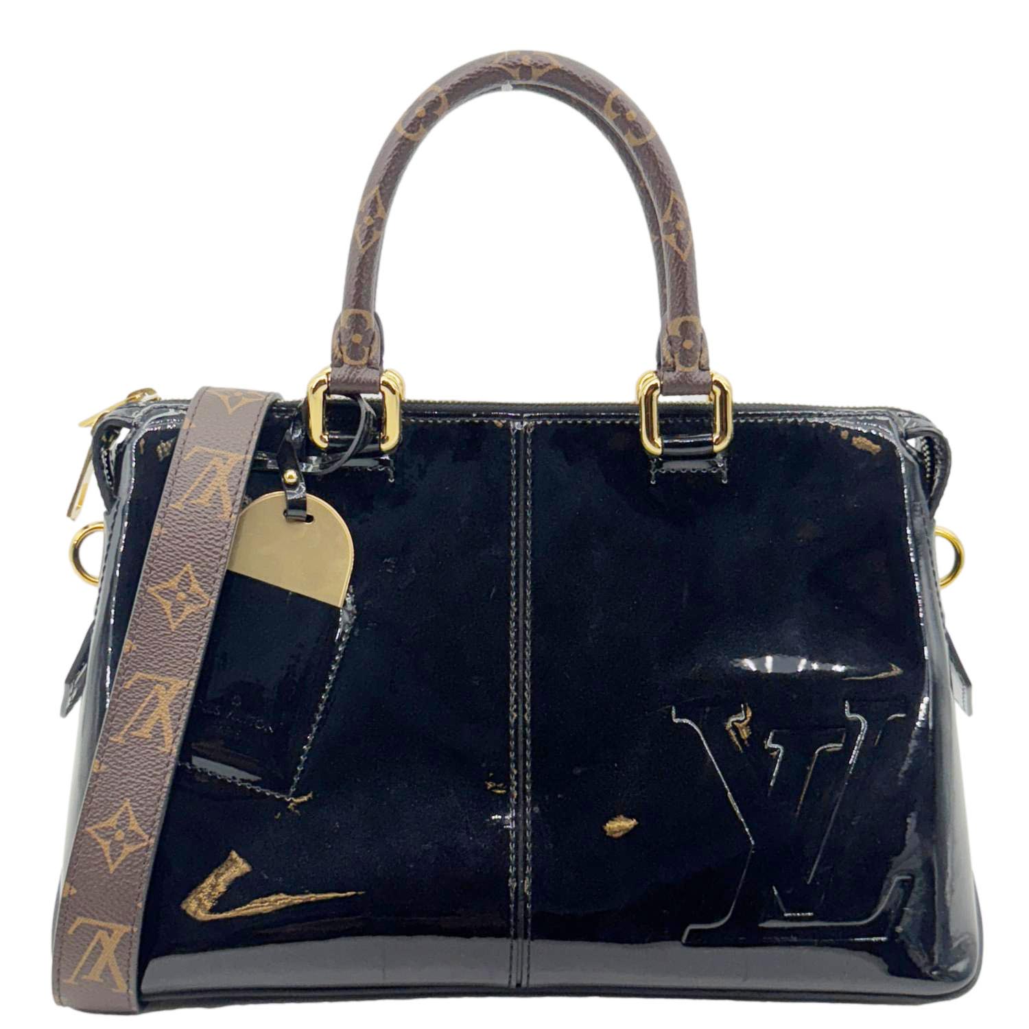 LOUIS VUITTON Miroir Vernis Leather Tote Shoulder Bag Black
