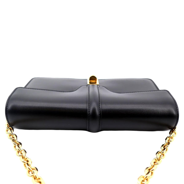 CELINE 16 Satinated Calfskin Leather Crossbody Chain Bag Black
