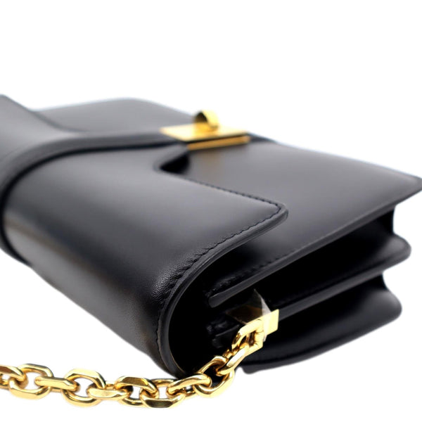 CELINE 16 Satinated Calfskin Leather Crossbody Chain Bag Black