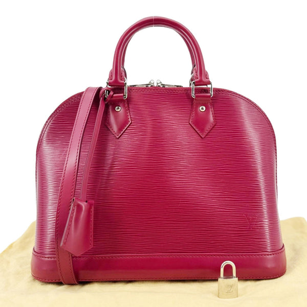 LOUIS VUITTON Alma PM Epi Leather Satchel Bag Burgundy
