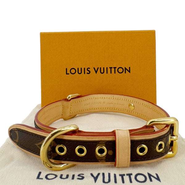 LOUIS VUITTON Monogram Canvas Dog Collar Brown