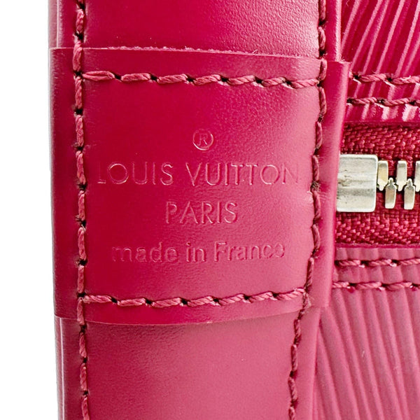 LOUIS VUITTON Alma PM Epi Leather Satchel Bag Burgundy