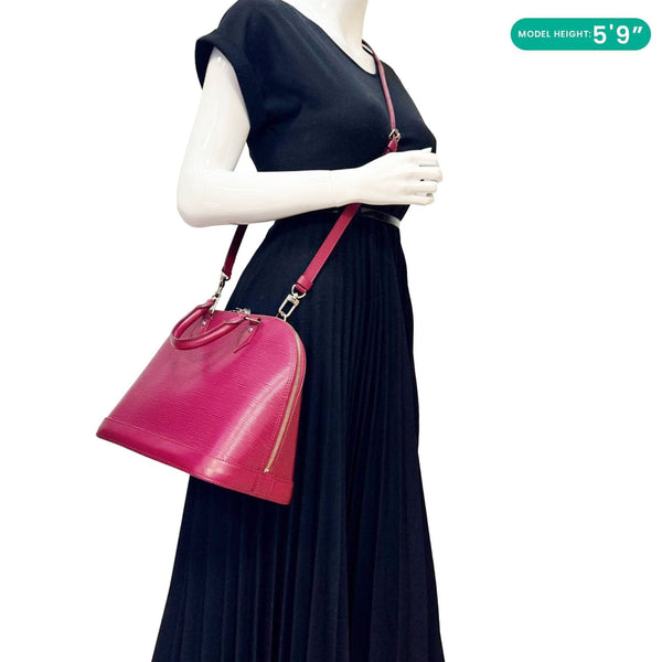 LOUIS VUITTON Alma PM Epi Leather Satchel Bag Burgundy