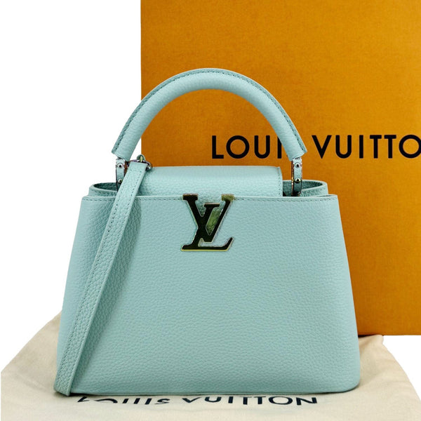 LOUIS VUITTON Capucines BB Taurillon Leather Satchel Bag Turquoise