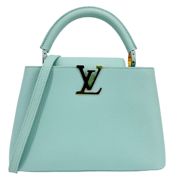 LOUIS VUITTON Capucines BB Taurillon Leather Satchel Bag Turquoise
