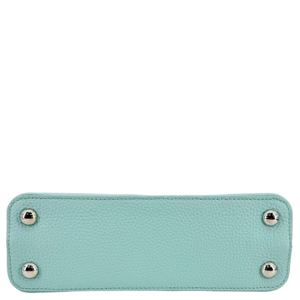 LOUIS VUITTON Capucines BB Taurillon Leather Satchel Bag Turquoise