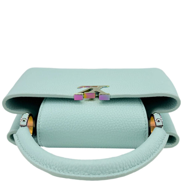 LOUIS VUITTON Capucines BB Taurillon Leather Satchel Bag Turquoise