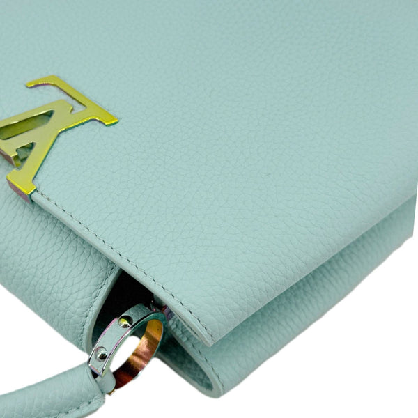LOUIS VUITTON Capucines BB Taurillon Leather Satchel Bag Turquoise