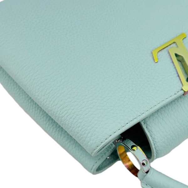 LOUIS VUITTON Capucines BB Taurillon Leather Satchel Bag Turquoise