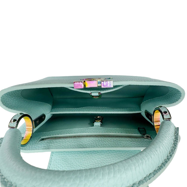 LOUIS VUITTON Capucines BB Taurillon Leather Satchel Bag Turquoise
