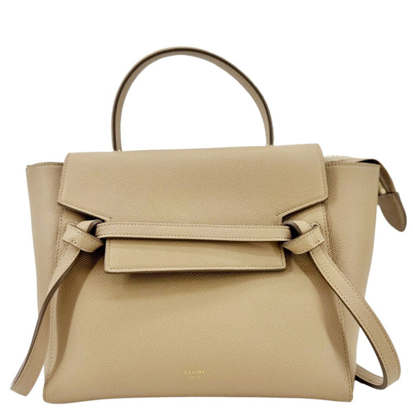 CELINE Nano Belt Grained Leather Shoulder Bag Taupe