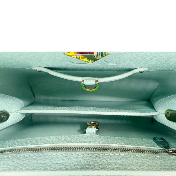 LOUIS VUITTON Capucines BB Taurillon Leather Satchel Bag Turquoise