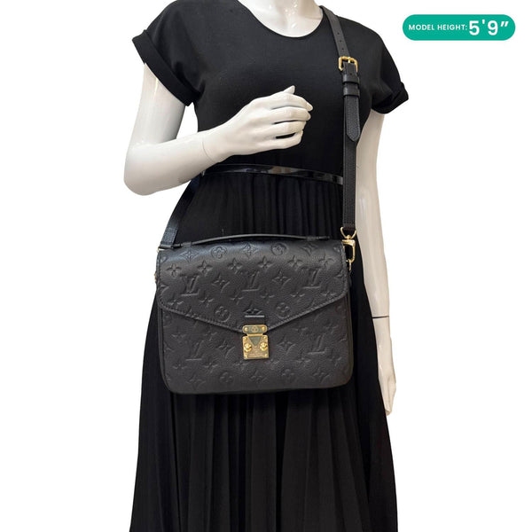 LOUIS VUITTON Metis Pochette Empreinte Leather Crossbody Bag Black