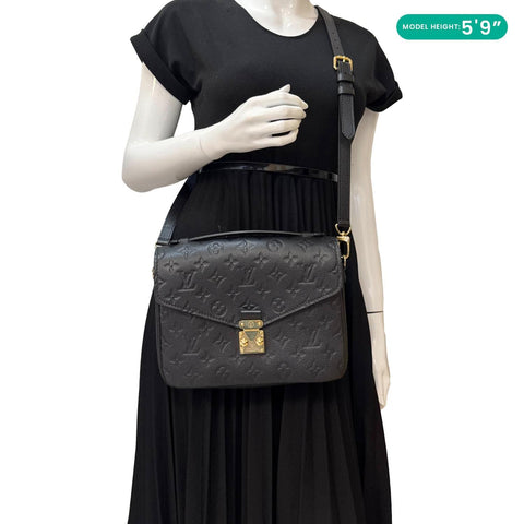 LOUIS VUITTON Metis Pochette Empreinte Leather Crossbody Bag Black