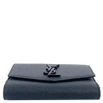 YVES SAINT LAURENT Uptown Compact Flap Grained Leather Wallet Black