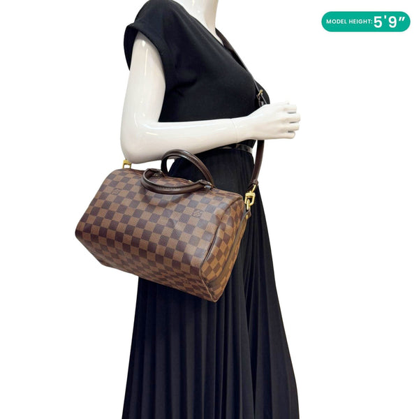 LOUIS VUITTON Speedy 25 Bandouliere Damier Ebene Shoulder Bag Brown