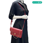 CHANEL CC Unchained Flap Quilted Lambskin Leather Crossbody Bag Red