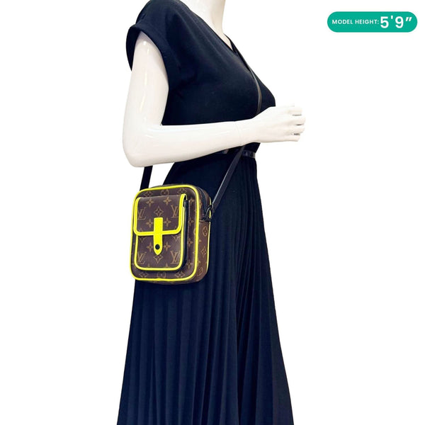 LOUIS VUITTON Christopher Monogram Macassar Canvas Wearable Wallet Brown