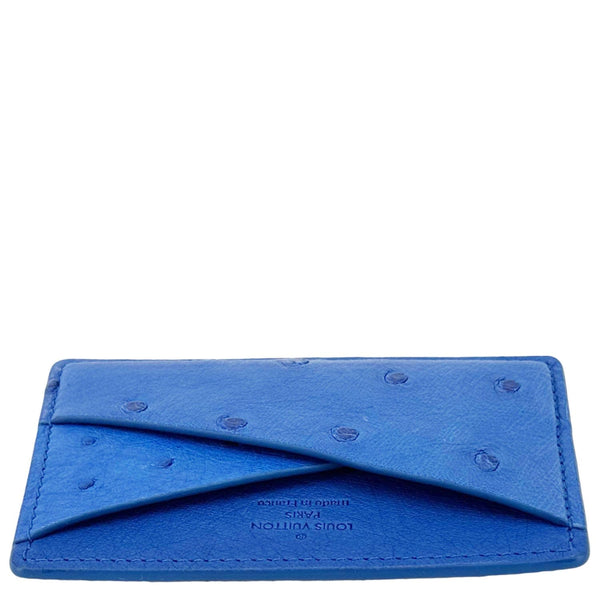 LOUIS VUITTON Ostrich Leather Card Holder Blue