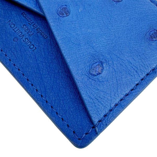 LOUIS VUITTON Ostrich Leather Card Holder Blue