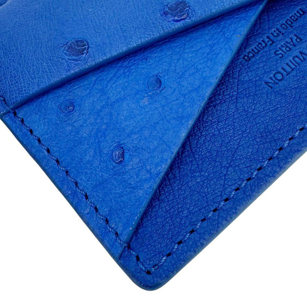 LOUIS VUITTON Ostrich Leather Card Holder Blue