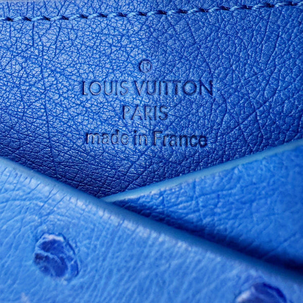 LOUIS VUITTON Ostrich Leather Card Holder Blue