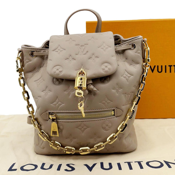 LOUIS VUITTON Coussin PM Embossed Monogram Leather Backpack Galet
